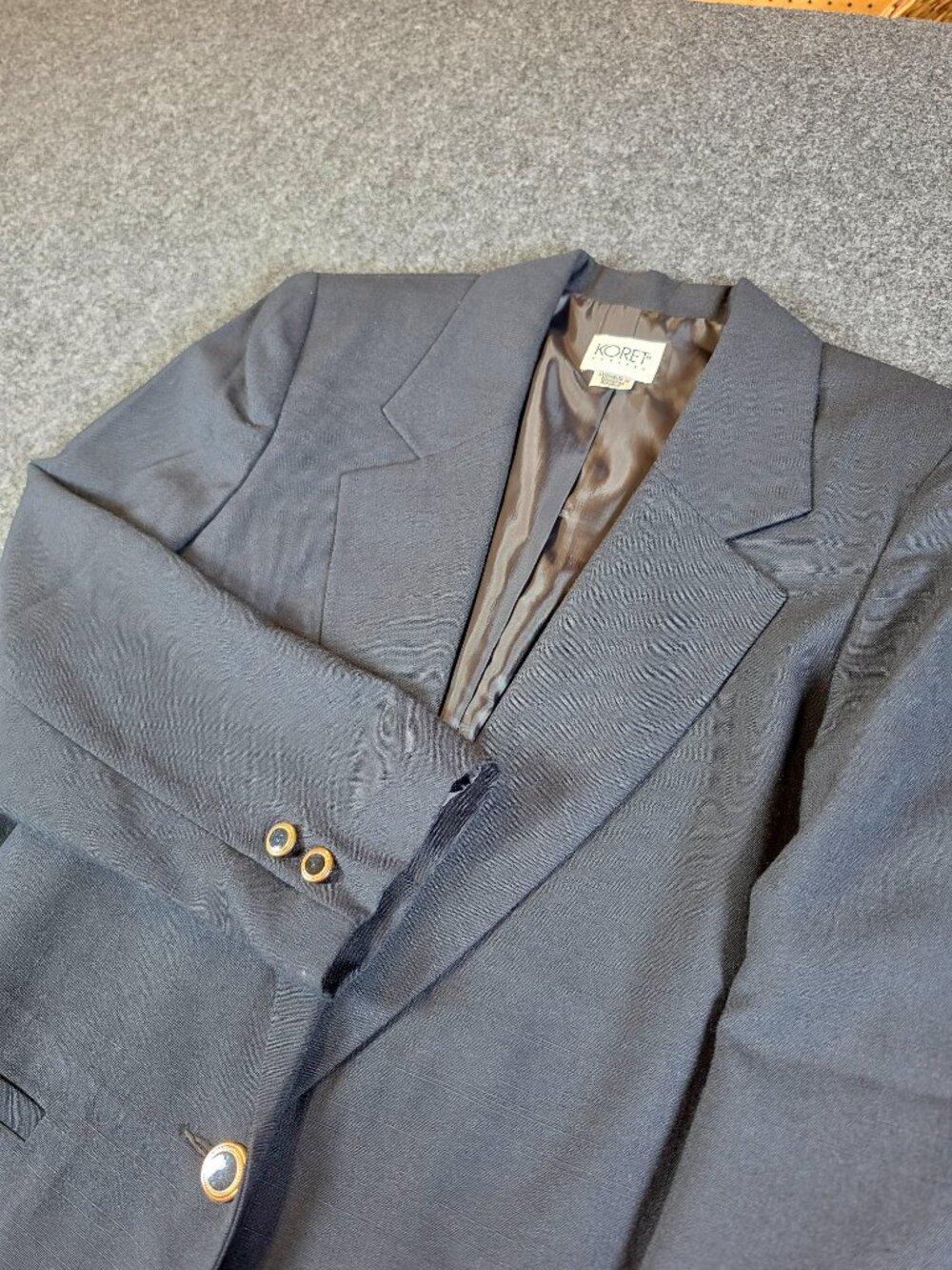 Koret Petites Women's 12P Black Blazer Gold Buttons Vintage Career Jacket NWT